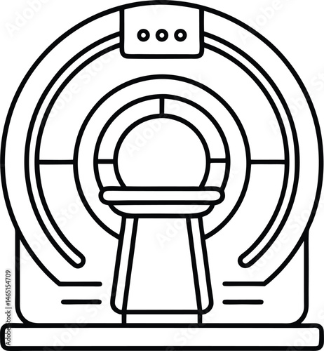 MRI Machine Outline Vector Illustration on White Background