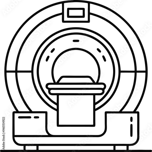 MRI Machine Outline Vector Illustration on White Background