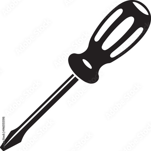 Screwdriver Silhouette Vector – Simple Black Construction Tool Illustration