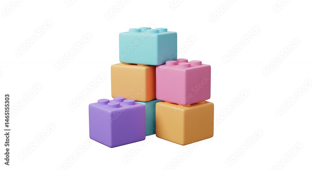 Obraz premium Pastel colored building blocks arranged in pyramid shape