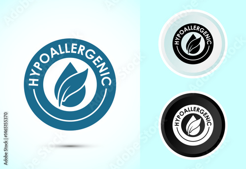 Hypoallergenic tested icon design illustration. Cosmetic certification label sign in color, black and white