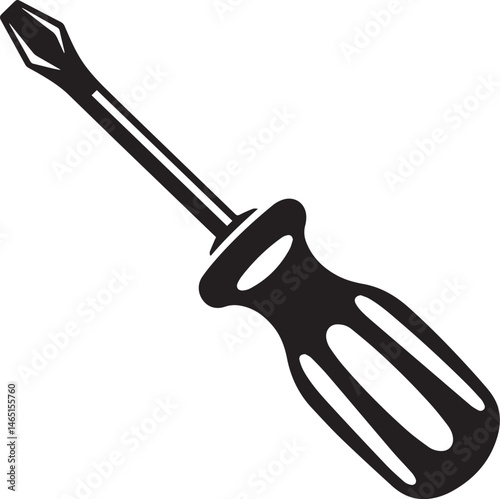 Screwdriver Silhouette Vector – Simple Black Construction Tool Illustration