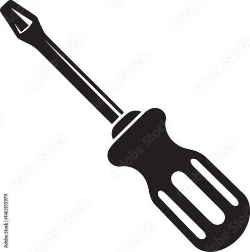 Screwdriver Silhouette Vector – Simple Black Construction Tool Illustration