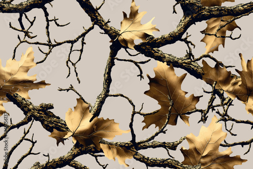 Hunting camouflage modern pattern, vector military print. real tree forest camouflage seamless pattern