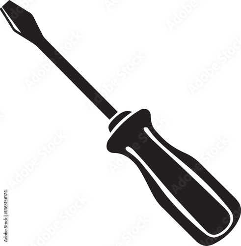 Screwdriver Silhouette Vector – Simple Black Construction Tool Illustration