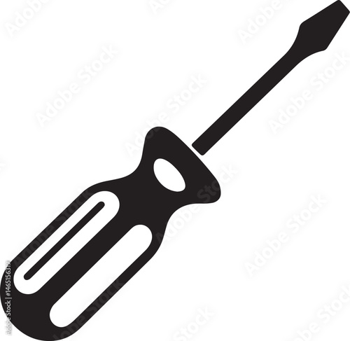 Screwdriver Silhouette Vector – Simple Black Construction Tool Illustration