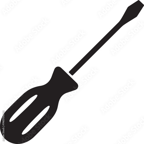 Screwdriver Silhouette Vector – Simple Black Construction Tool Illustration