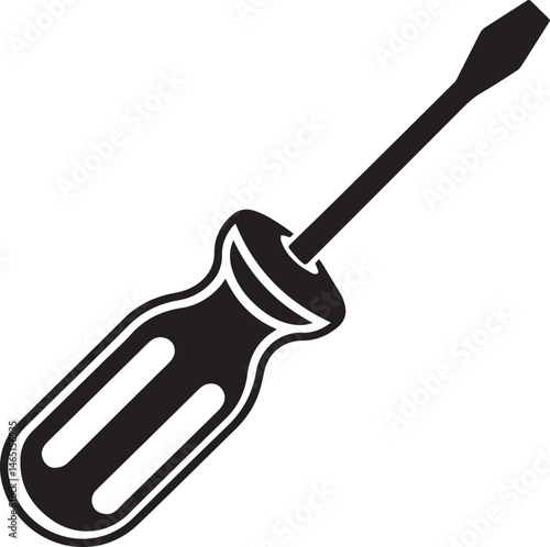Screwdriver Silhouette Vector – Simple Black Construction Tool Illustration