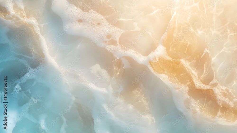Fototapeta premium Luxurious marble surface with soothing abstract swirling patterns in a neutral color palette of soft blues creams and tans creating a serene and sophisticated background