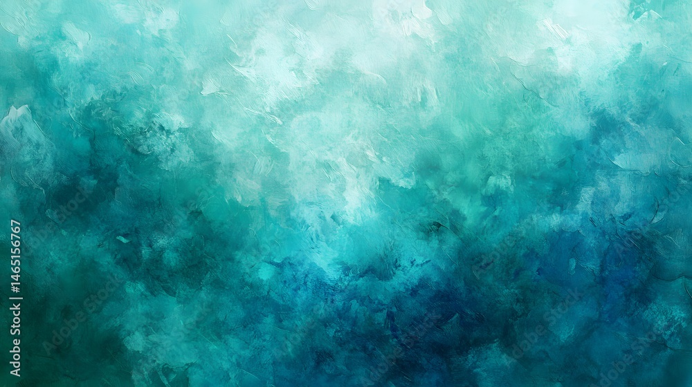 Obraz premium Abstract teal and turquoise textured painting.