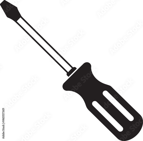 Screwdriver Silhouette Vector – Simple Black Construction Tool Illustration