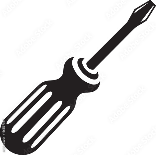 Screwdriver Silhouette Vector – Simple Black Construction Tool Illustration
