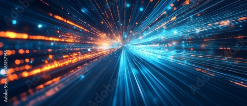 A dynamic futuristic scene depicting the rapid flow of energy data and power through a vibrant kaleidoscopic landscape of light and motion
