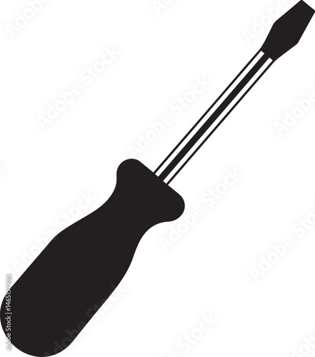 Screwdriver Silhouette Vector – Simple Black Construction Tool Illustration