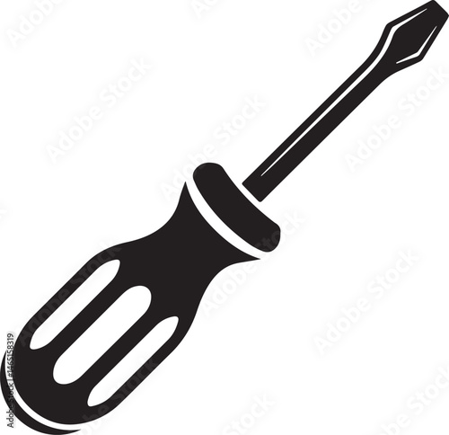Screwdriver Silhouette Vector – Simple Black Construction Tool Illustration