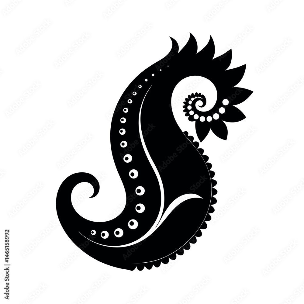 Fototapeta premium Black Vector Silhouette Paisley Pattern Design