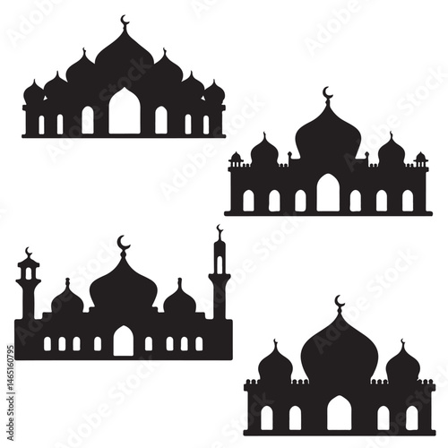 silhouette of BLACK VECTOR SET mosque VARIOUS