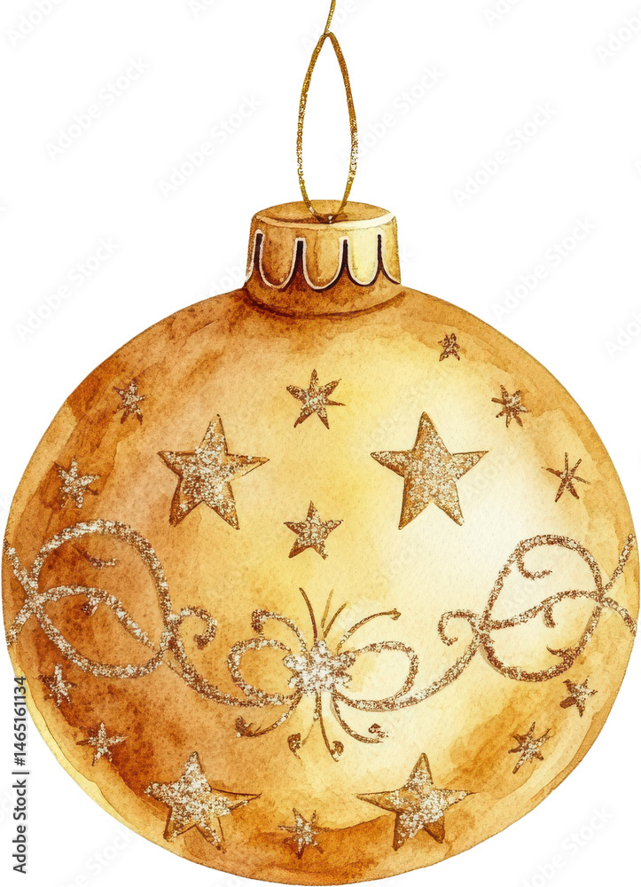 Fototapeta premium Golden Christmas Ornament Decorated with Stars