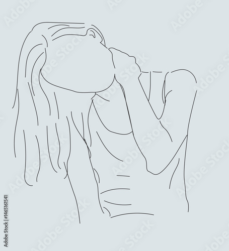 woman with neck pain.Pain in the neck.The woman holding hand on neck in pain.