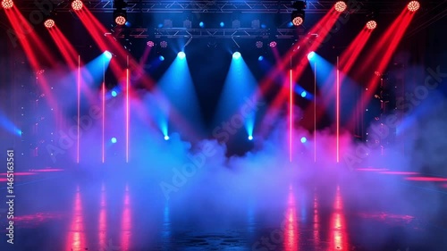 Vibrant Stage Lighting Design: Red and Blue Concert Setup