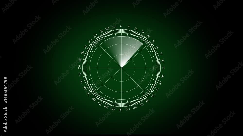Abstract neon radar animated blue, green in dark background. Radar Navigation is looking for objects. Searching process in futuristic interface, Seamless loop, Radar system monitoring objective