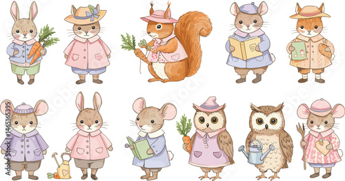 Watercolor illustration Friends Peter Rabbit