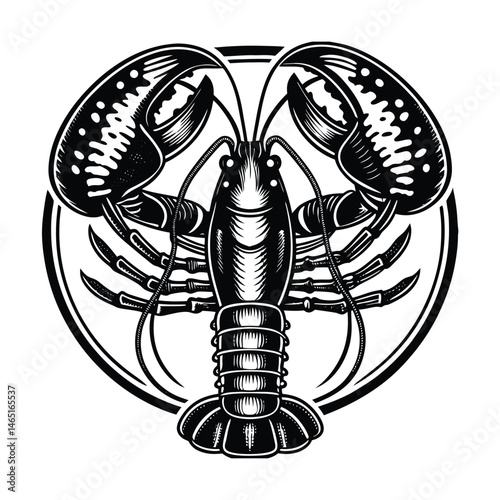 a lobster isolated white background vector art silhouette