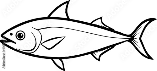 amberjack fish outline vector illustration line art coloring book page