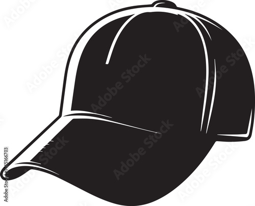 Golf Hat Silhouette Vector – Simple Black Sports Cap Illustration - EPS Format File