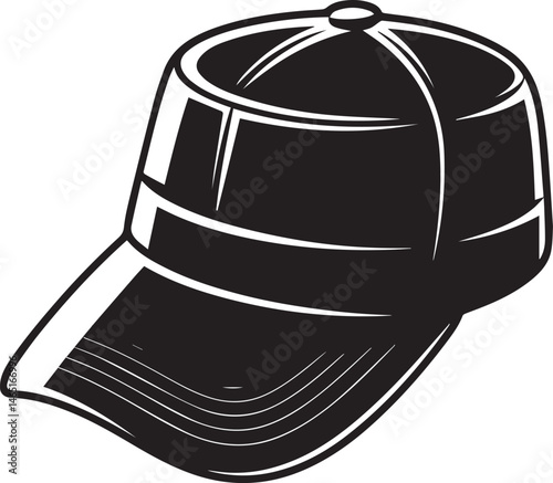 Golf Hat Silhouette Vector – Simple Black Sports Cap Illustration - EPS Format File