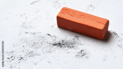 Rubber eraser next to a partially erased mark