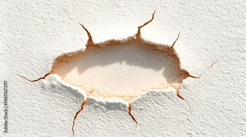 White Chalk Texture With Grainy Surface and Irregular Hole