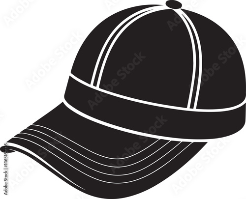 Golf Hat Silhouette Vector – Simple Black Sports Cap Illustration - EPS Format File