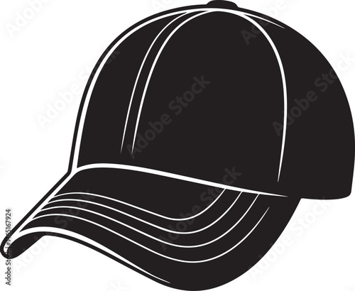 Golf Hat Silhouette Vector – Simple Black Sports Cap Illustration - EPS Format File