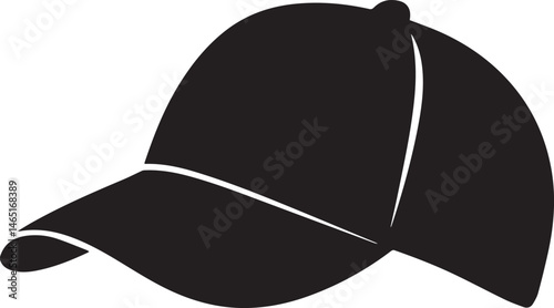 Golf Hat Silhouette Vector – Simple Black Sports Cap Illustration - EPS Format File