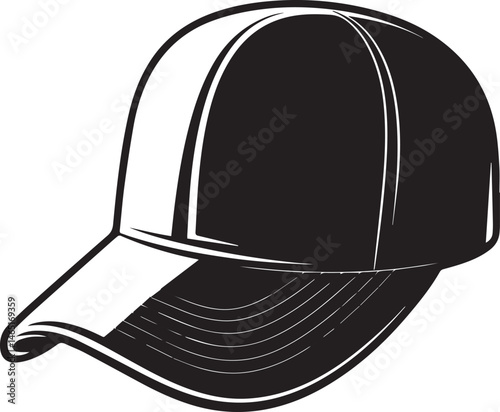Golf Hat Silhouette Vector – Simple Black Sports Cap Illustration - EPS Format File