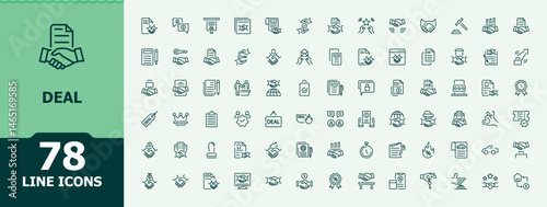 Deal line icon set. Partnership icon pack. Minimalist icons collection. It contains symbols to business, contract, partnership, agree and more. Editable vector illustration.