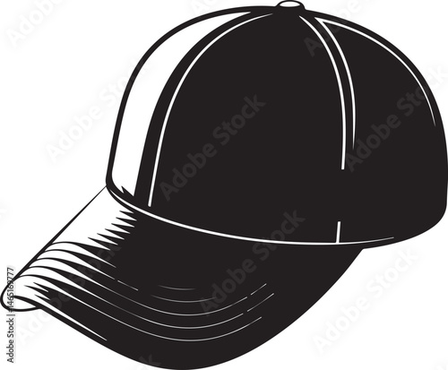 Golf Hat Silhouette Vector – Simple Black Sports Cap Illustration - EPS Format File