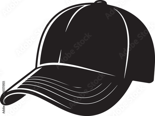 Golf Hat Silhouette Vector – Simple Black Sports Cap Illustration - EPS Format File