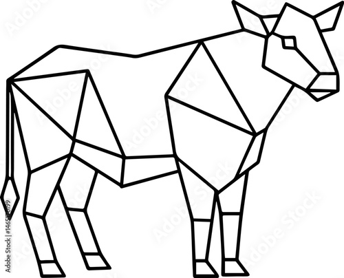 geometric cow outline vector illustration line art