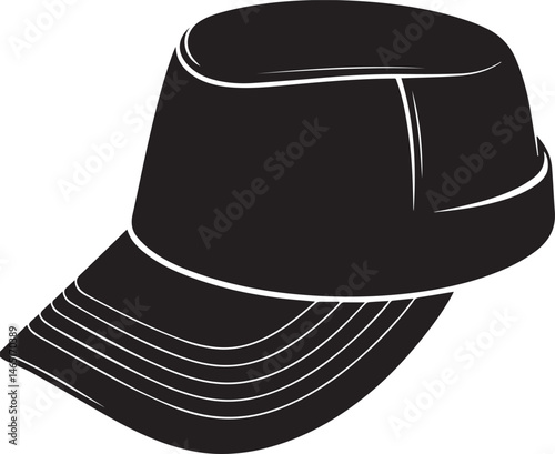 Golf Hat Silhouette Vector – Simple Black Sports Cap Illustration - EPS Format File