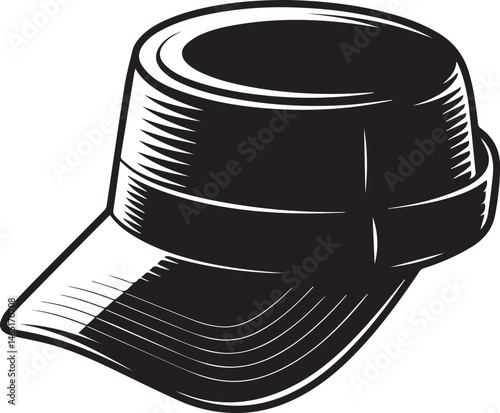 Golf Hat Silhouette Vector – Simple Black Sports Cap Illustration - EPS Format File