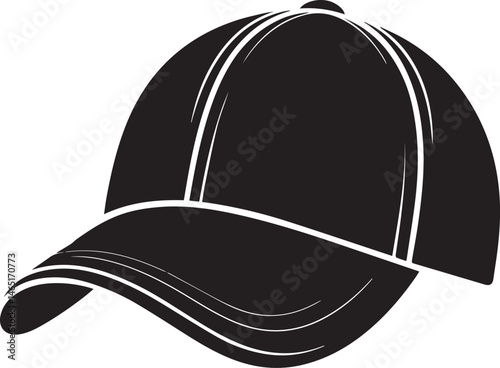 Golf Hat Silhouette Vector – Simple Black Sports Cap Illustration - EPS Format File
