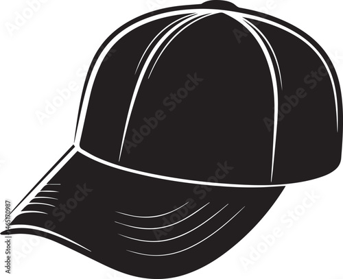 Golf Hat Silhouette Vector – Simple Black Sports Cap Illustration - EPS Format File