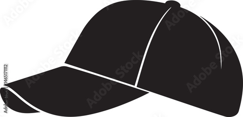 Golf Hat Silhouette Vector – Simple Black Sports Cap Illustration - EPS Format File