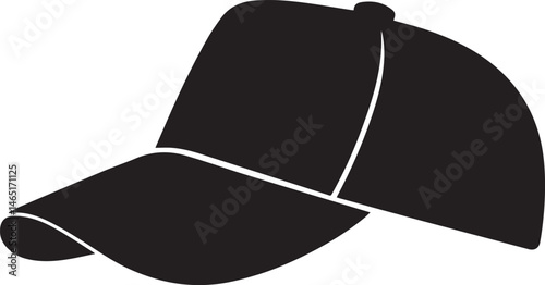Golf Hat Silhouette Vector – Simple Black Sports Cap Illustration - EPS Format File