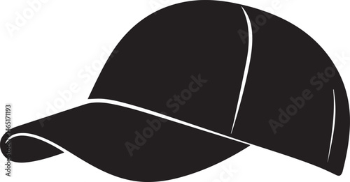 Golf Hat Silhouette Vector – Simple Black Sports Cap Illustration - EPS Format File