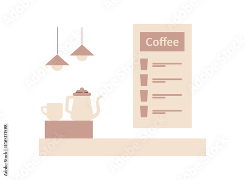 set of an Coffeeshop Interior Illustration