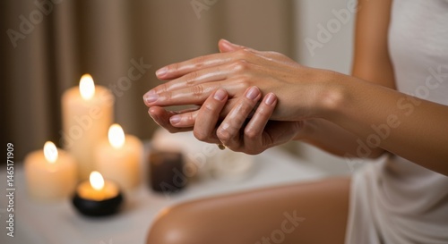 Wallpaper Mural Relaxing Spa Treatment: Hands Applying Lotion,  Candles and Serenity Torontodigital.ca