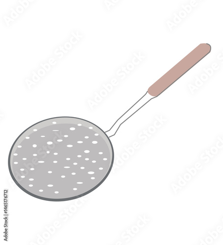 Frying Strainer.Mesh skimmer flat icon.
